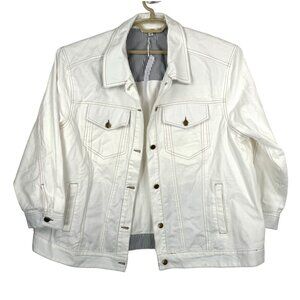 Jane + Delancey Women's White‎ Denim Jacket loose fit 2X